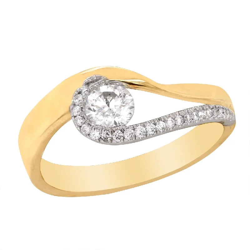 Don't Miss Out On Bestselling Jewelry At Special Prices MODERN TWO-TONE GOLD ENGAGEMENT RING WITH .40 CARAT CENTER DIAMOND, .12 CT TW