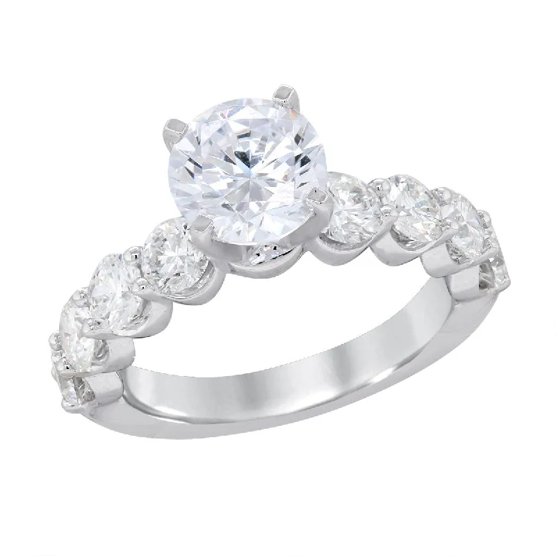 Elegant Rose Gold Jewelry For A Stylish Touch MODERN WHITE GOLD ENGAGEMENT RING WITH SCALLOPED SHANK, 1.92 CT TW Elegant Rose Gold Jewelry For A Stylish Touch MODERN WHITE GOLD ENGAGEMENT RING WITH SCALLOPED SHANK, 1.92 CT TW