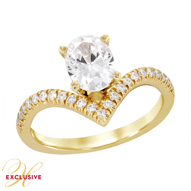 Your Perfect Accessory Now At The Best Price MODERN YELLOW GOLD ENGAGEMENT RING WITH CURVED BAND AND OVAL CENTER, 20 CT TW Your Perfect Accessory Now At The Best Price MODERN YELLOW GOLD ENGAGEMENT RING WITH CURVED BAND AND OVAL CENTER, 20 CT TW