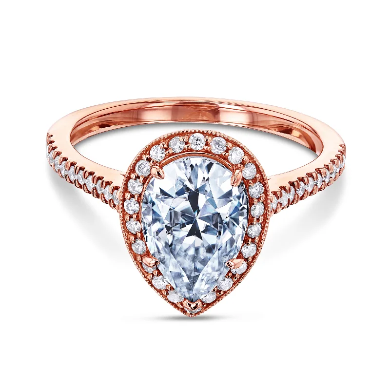 Jewelry Clearance – Final Chance To Save Big 10x7 Pear Moissanite and Diamond Halo, 2-1/2ct.tw Jewelry Clearance – Final Chance To Save Big 10x7 Pear Moissanite and Diamond Halo, 2-1/2ct.tw