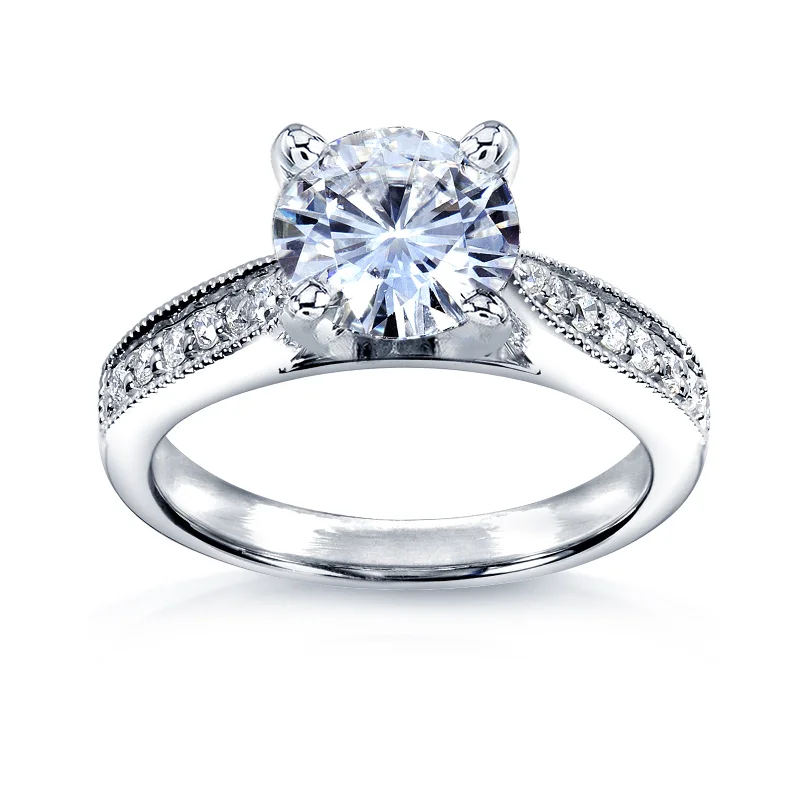 Buy More, Save More – Special Jewelry Discounts Round Moissanite and Diamond Pave Milgrain Ring 1 1/6 CTW 14k White Gold Buy More, Save More – Special Jewelry Discounts Round Moissanite and Diamond Pave Milgrain Ring 1 1/6 CTW 14k White Gold
