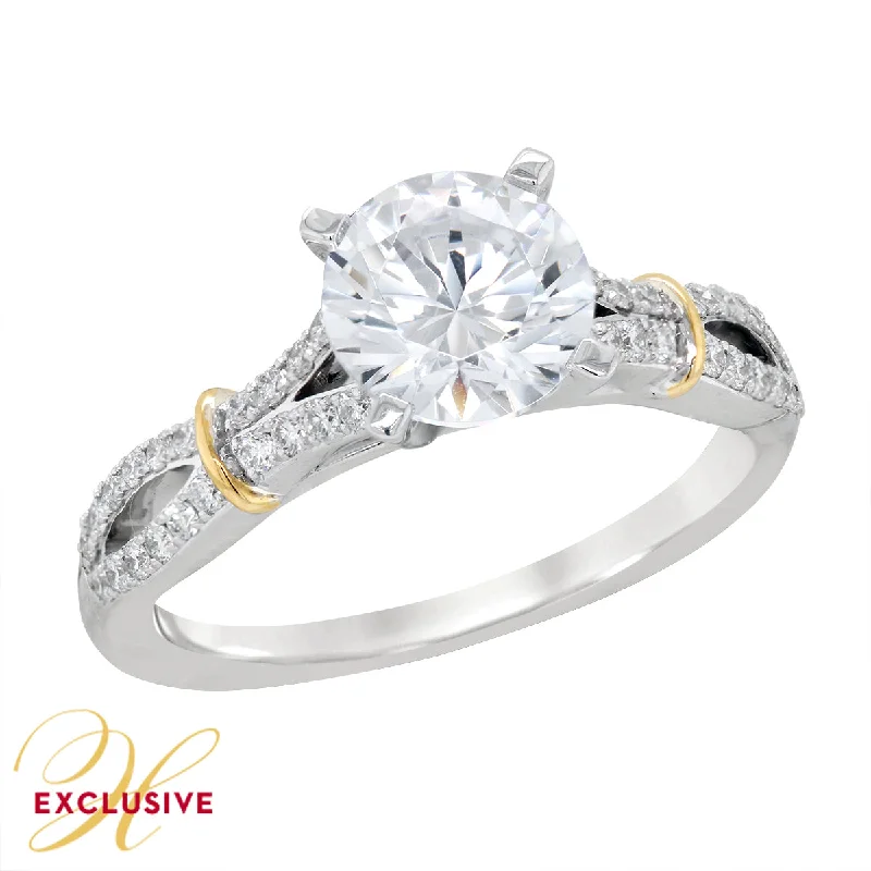Unmissable Jewelry Clearance – Final Reductions TWO-TONE GOLD ENGAGEMENT RING SETTING WITH SPLIT SHANK AND DIAMONDS, .28 CT TW Unmissable Jewelry Clearance – Final Reductions TWO-TONE GOLD ENGAGEMENT RING SETTING WITH SPLIT SHANK AND DIAMONDS, .28 CT TW