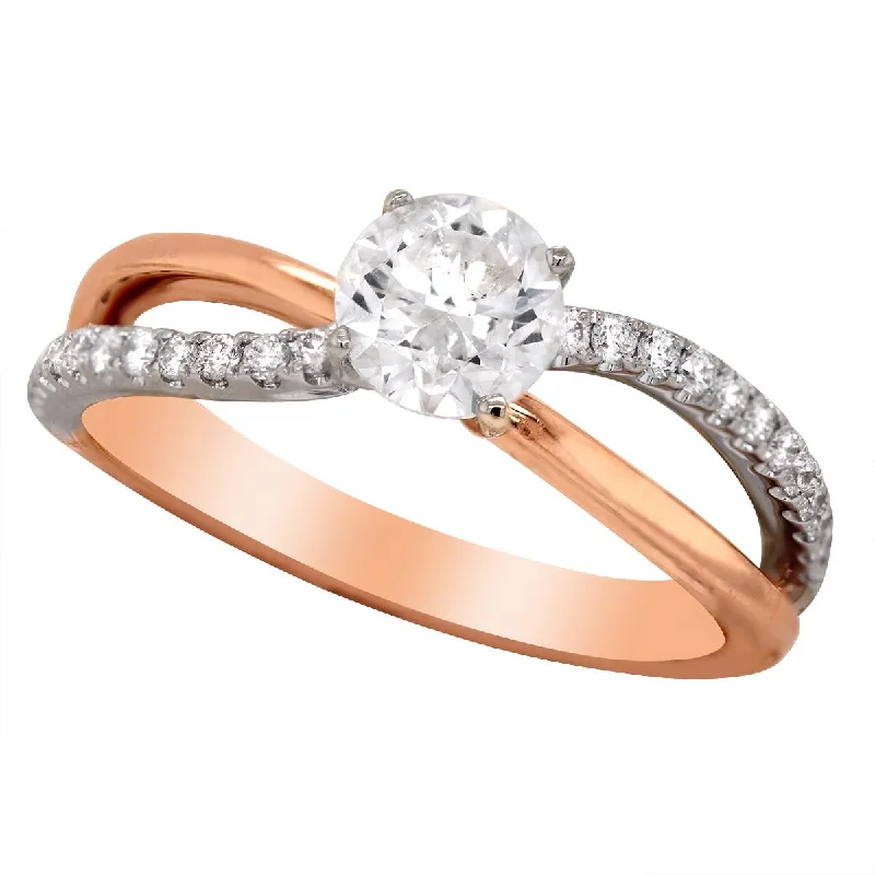 Celebrate Every Occasion With Sparkling Savings TWO-TONE GOLD ENGAGEMENT RING WITH SPLIT SHANK AND .73 CARAT DIAMOND CENTER Celebrate Every Occasion With Sparkling Savings TWO-TONE GOLD ENGAGEMENT RING WITH SPLIT SHANK AND .73 CARAT DIAMOND CENTER