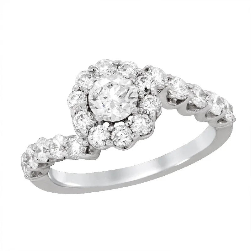 Shop Stylish Jewelry Now And Save Big WHITE GOLD BYPASS DIAMOND HALO ENGAGEMENT RING, 1.52 CT TW Shop Stylish Jewelry Now And Save Big WHITE GOLD BYPASS DIAMOND HALO ENGAGEMENT RING, 1.52 CT TW