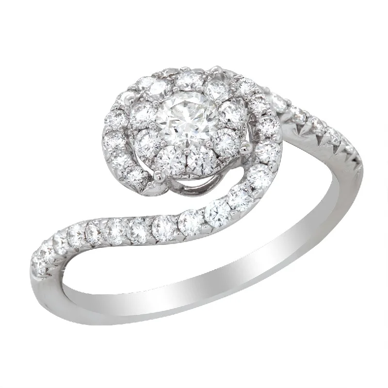 Discover Unique Jewelry With Special Limited-Time Offers WHITE GOLD BYPASS STYLE ENGAGEMENT RING WITH CLUSTER SET DIAMOND CENTER, .73 CT TW Discover Unique Jewelry With Special Limited-Time Offers WHITE GOLD BYPASS STYLE ENGAGEMENT RING WITH CLUSTER SET DIAMOND CENTER, .73 CT TW