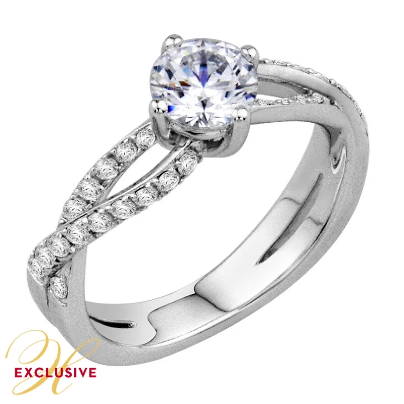Gorgeous Jewelry, Limited-Time Savings WHITE GOLD SPLIT SHANK ENGAGEMENT RING SETTING WITH SIDE DIAMONDS, .39 CT TW Gorgeous Jewelry, Limited-Time Savings WHITE GOLD SPLIT SHANK ENGAGEMENT RING SETTING WITH SIDE DIAMONDS, .39 CT TW