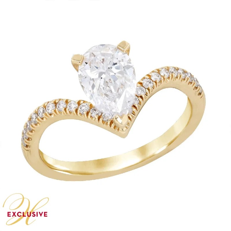 Versatile Layering Jewelry For Effortless Chic YELLOW GOLD DIAMOND ENGAGEMENT RING WITH PEAR SHAPED CENTER, .20 CT TW Versatile Layering Jewelry For Effortless Chic YELLOW GOLD DIAMOND ENGAGEMENT RING WITH PEAR SHAPED CENTER, .20 CT TW