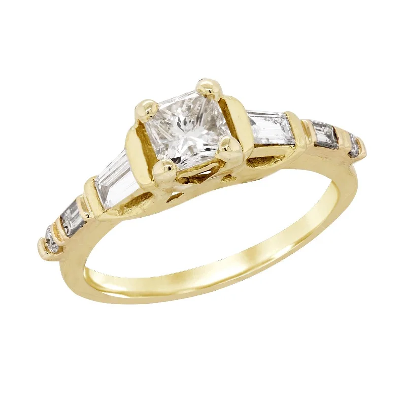 Clearance Sale On High-End Jewelry Collections YELLOW GOLD ENGAGEMENT RING WITH PRINCESS CUT CENTER, 1 3/8 CT TW Clearance Sale On High-End Jewelry Collections YELLOW GOLD ENGAGEMENT RING WITH PRINCESS CUT CENTER, 1 3/8 CT TW