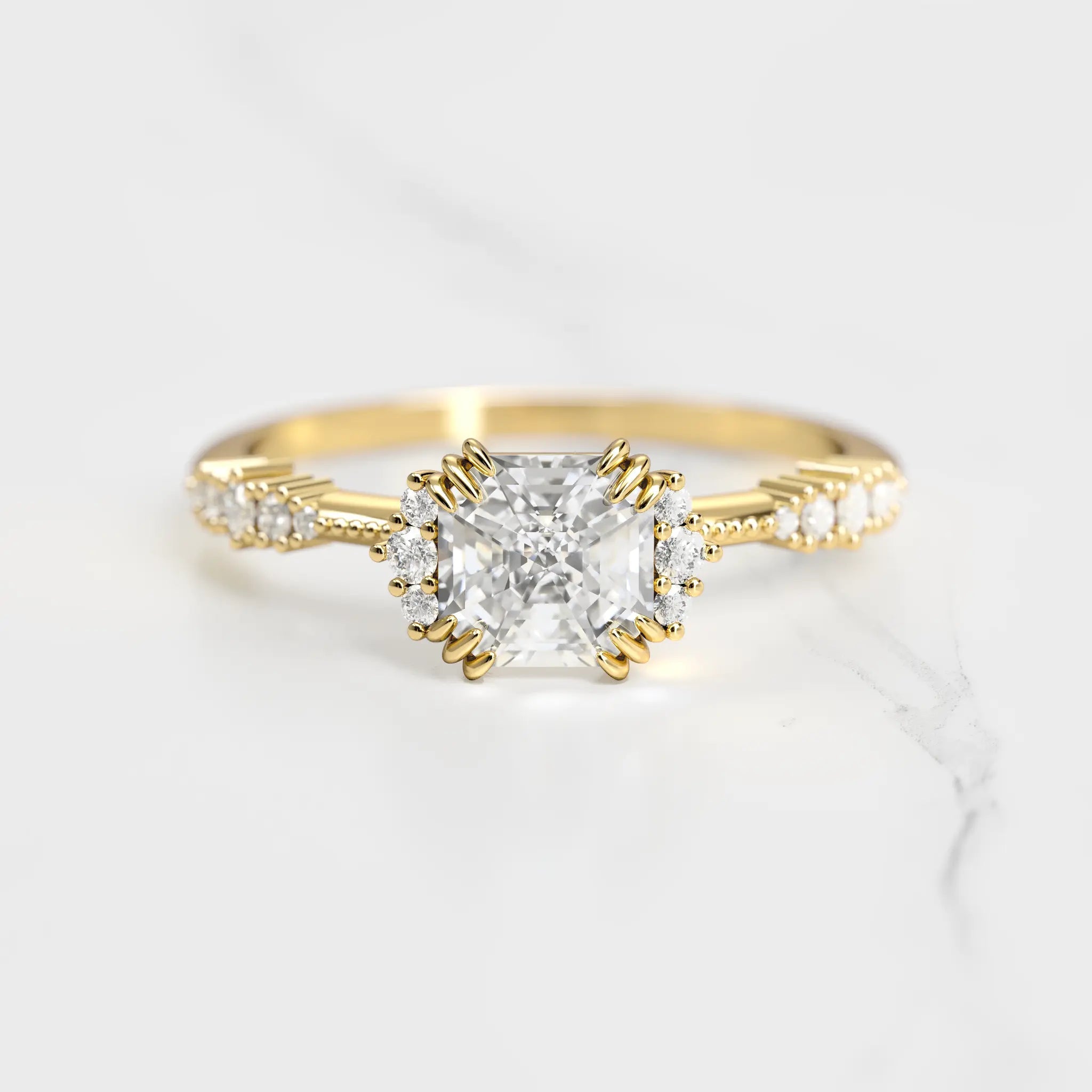 Modern Statement Jewelry For Bold Styling Asscher Cluster Moissanite Ring