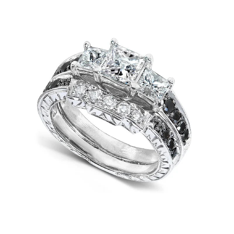 Shop Modern Jewelry Collections With Exclusive Discounts 1-3/5ct.tw Black & White Diamond Wedding Set Shop Modern Jewelry Collections With Exclusive Discounts 1-3/5ct.tw Black & White Diamond Wedding Set