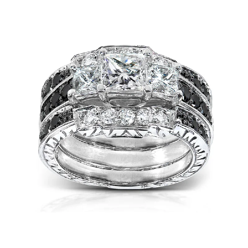 Elevate Your Jewelry Collection With Limited-Time Savings 1-7/8ct.tdw Black & White Diamond 3-Pri Vintage Fashion Bridal Stack Elevate Your Jewelry Collection With Limited-Time Savings 1-7/8ct.tdw Black & White Diamond 3-Pri Vintage Fashion Bridal Stack