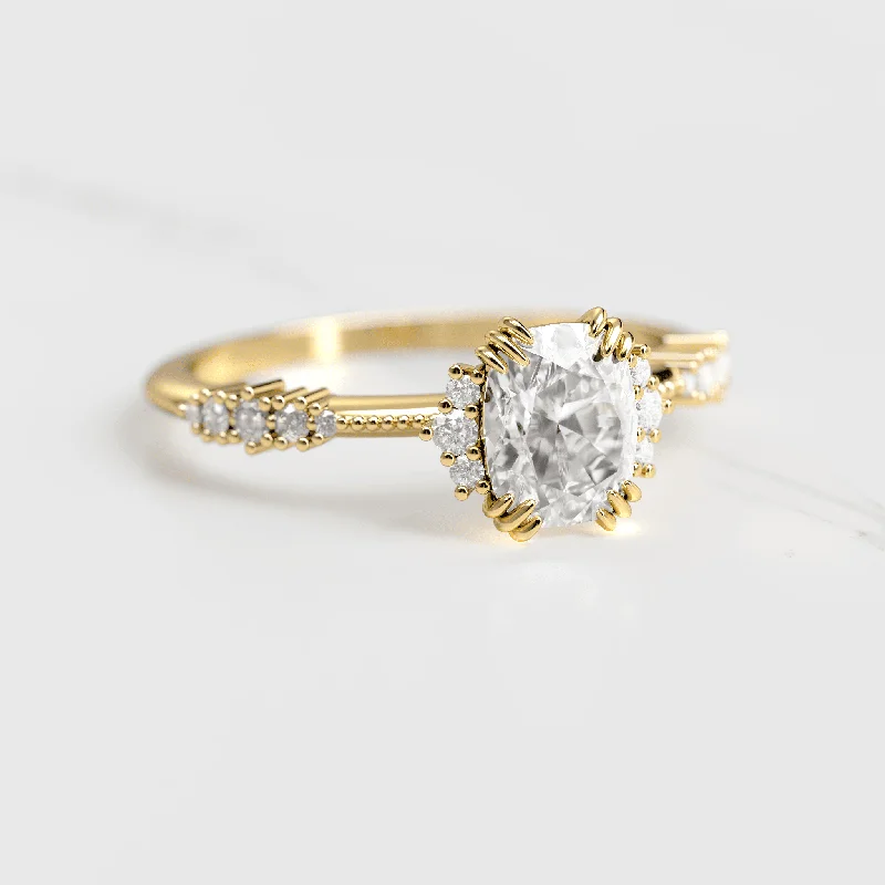 Handmade Pearl Jewelry For Timeless Elegance Cushion Moissanite Ring with accent stones Handmade Pearl Jewelry For Timeless Elegance Cushion Moissanite Ring with accent stones