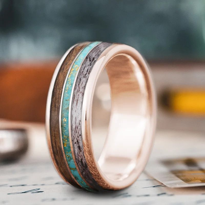 Limited-Stock Jewelry Sale – Once It's Gone, It's Gone Custom Design - 3-Inlay Narrow Center 1CWbYRndtldVaPQNBgybauea
