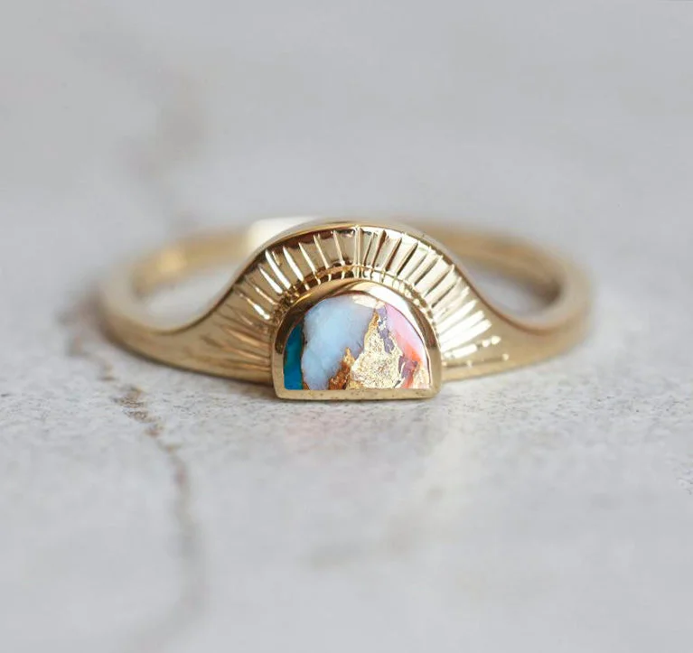 Seasonal Jewelry Deals – Elevate Your Style Cyra Oyster turquoise ring half moon