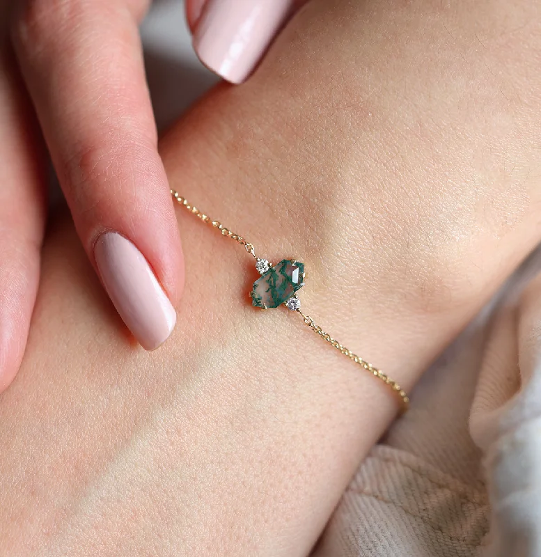 Elegant Jewelry, Affordable Luxury – Shop Now Hayley Hexagon Moss Agate Bracelet With Diamonds Elegant Jewelry, Affordable Luxury – Shop Now Hayley Hexagon Moss Agate Bracelet With Diamonds