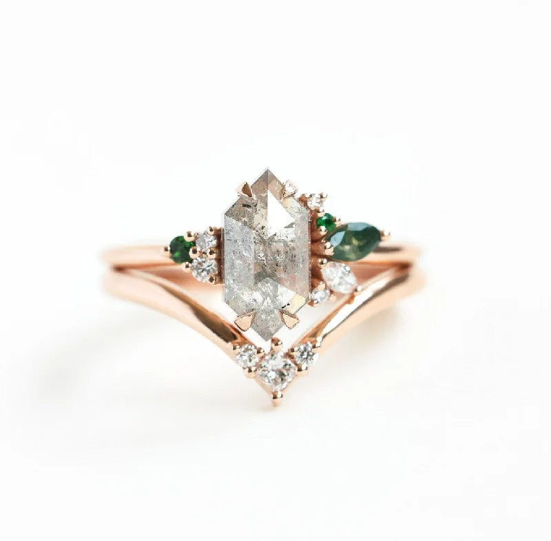 Shop Stylish Jewelry Now And Save Big Hexagon Salt And Pepper Diamond Ring Set
