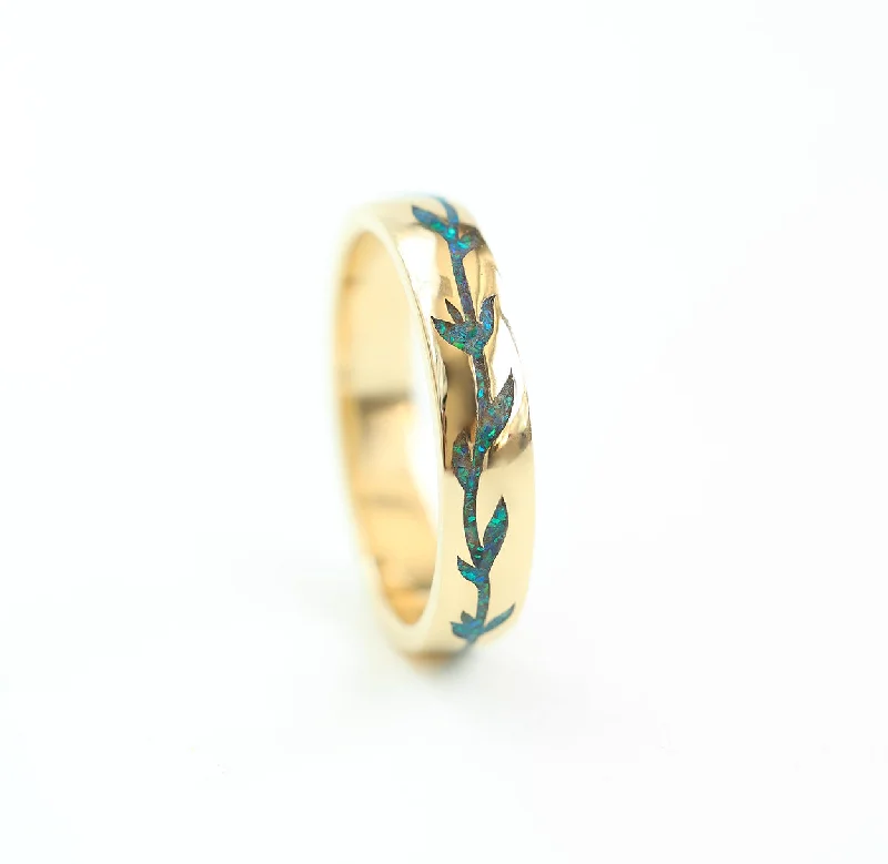 Seasonal Jewelry Sale – Upgrade Your Collection Leaf opal inlay band Unisex band