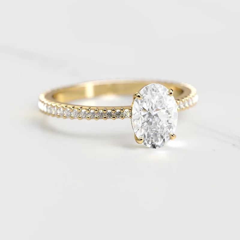 Fashion-Forward Jewelry At Exclusive Discounts Oval Full Pave Tapered Moissanite Ring Fashion-Forward Jewelry At Exclusive Discounts Oval Full Pave Tapered Moissanite Ring