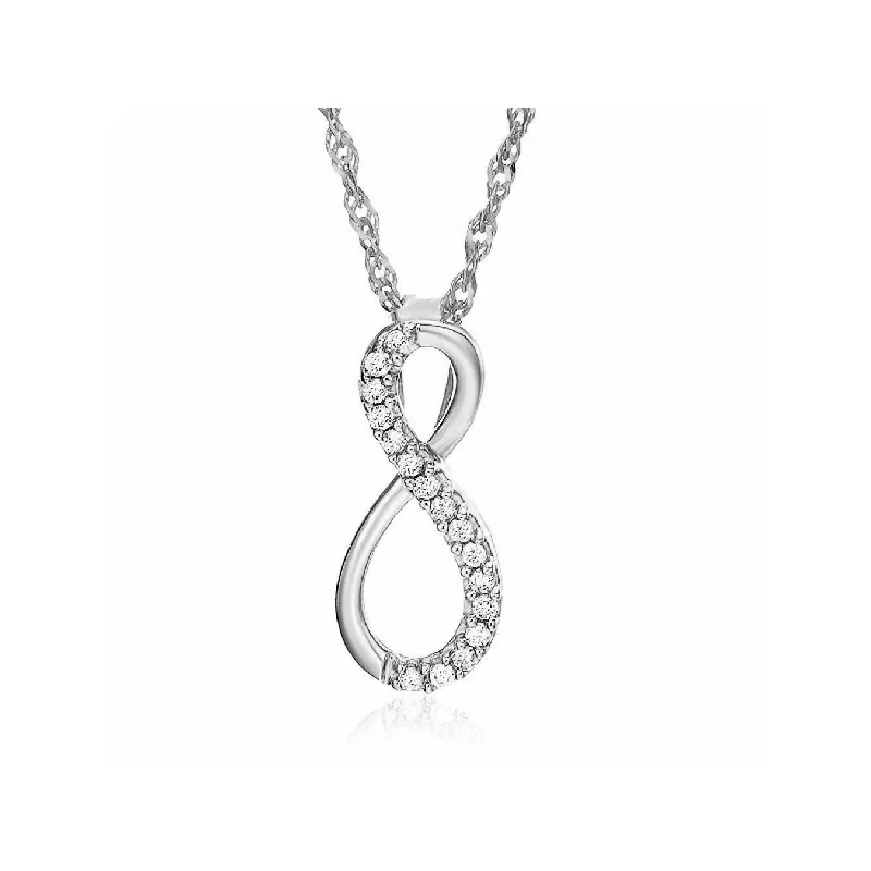 Special Sale On Handcrafted Jewelry – Shop Today 1/10 cttw Diamond Infinity Pendant in 10K White Gold with 18 Inch Chain 1/2 Inch Special Sale On Handcrafted Jewelry – Shop Today 1/10 cttw Diamond Infinity Pendant in 10K White Gold with 18 Inch Chain 1/2 Inch