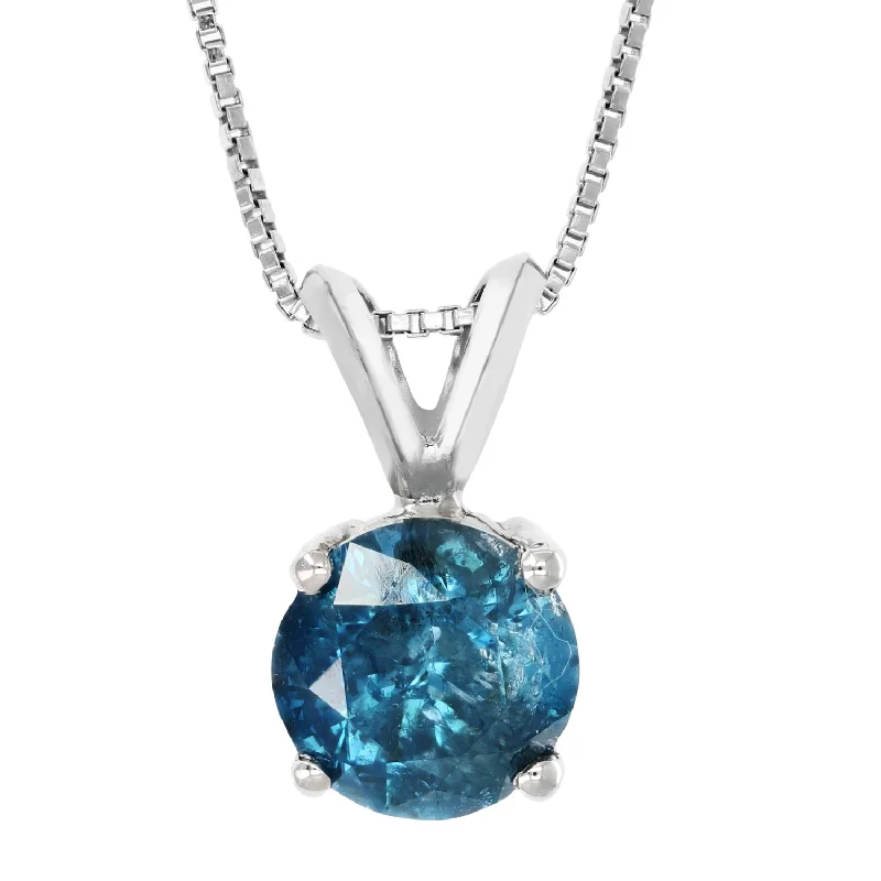 Luxury Meets Affordability – Jewelry Sale Live Now 1.75 cttw Blue Diamond Solitaire Pendant Necklace 14K White Gold Round and Chain Luxury Meets Affordability – Jewelry Sale Live Now 1.75 cttw Blue Diamond Solitaire Pendant Necklace 14K White Gold Round and Chain