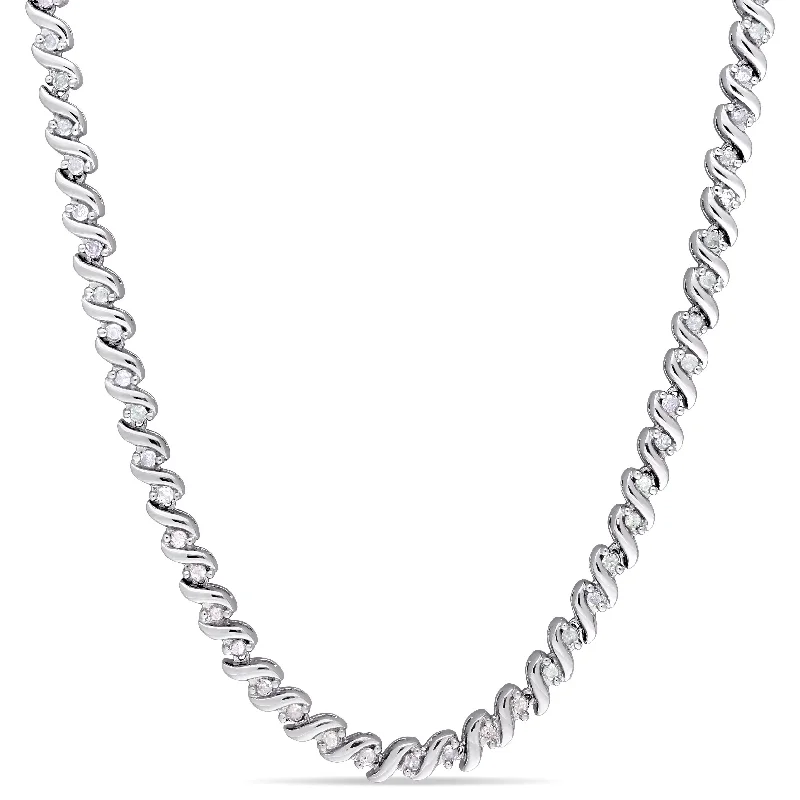 Your Perfect Accessory Now At The Best Price 1 CT TW Diamond Tennis Necklace in Sterling Silver Your Perfect Accessory Now At The Best Price 1 CT TW Diamond Tennis Necklace in Sterling Silver