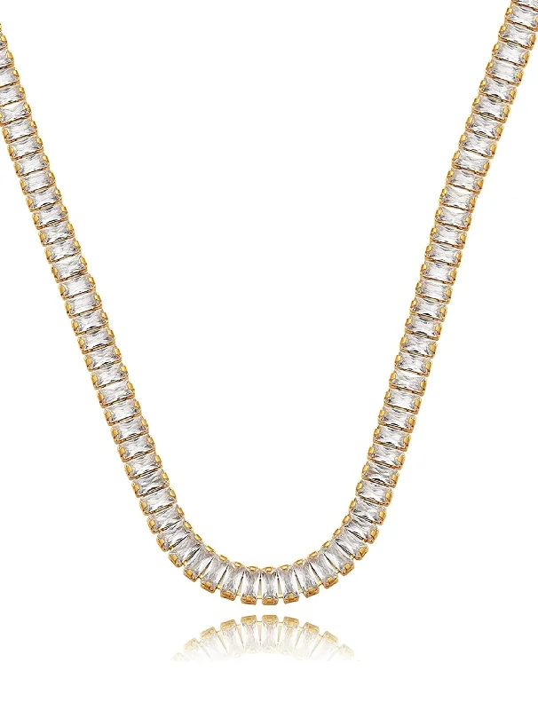 Elevate Your Outfit With Discounted Statement Jewelry 18k Gold Cz Tennis Necklace