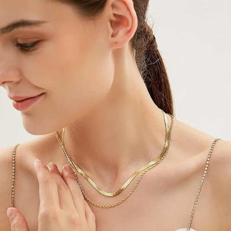 Adjustable Charm Bracelets For A Perfect Fit 18K Gold Double Layer Necklace