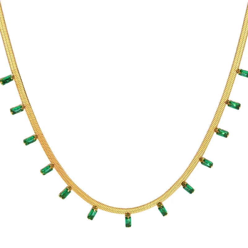 Affordable Glamour – Premium Jewelry For Less 18K Gold Green Emerald Cut Charm Gold Necklace Affordable Glamour – Premium Jewelry For Less 18K Gold Green Emerald Cut Charm Gold Necklace