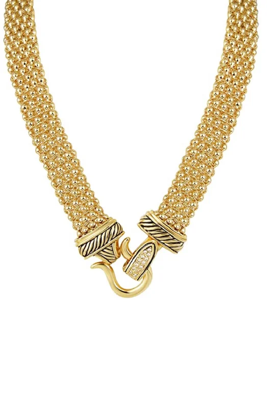 Trendy Minimalist Jewelry For Everyday Wear 18k Gold Mesh Embellished Necklace