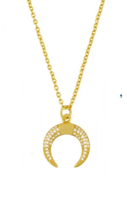 Elegant Rose Gold Jewelry For A Stylish Touch 18K Gold Multi Cz Crescent Moon Necklace Elegant Rose Gold Jewelry For A Stylish Touch 18K Gold Multi Cz Crescent Moon Necklace