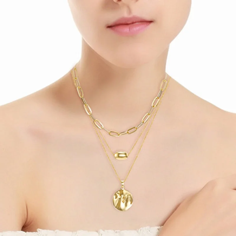 Elevate Your Jewelry Collection With Limited-Time Savings 18K Gold Multi Layer Modern Necklace Elevate Your Jewelry Collection With Limited-Time Savings 18K Gold Multi Layer Modern Necklace