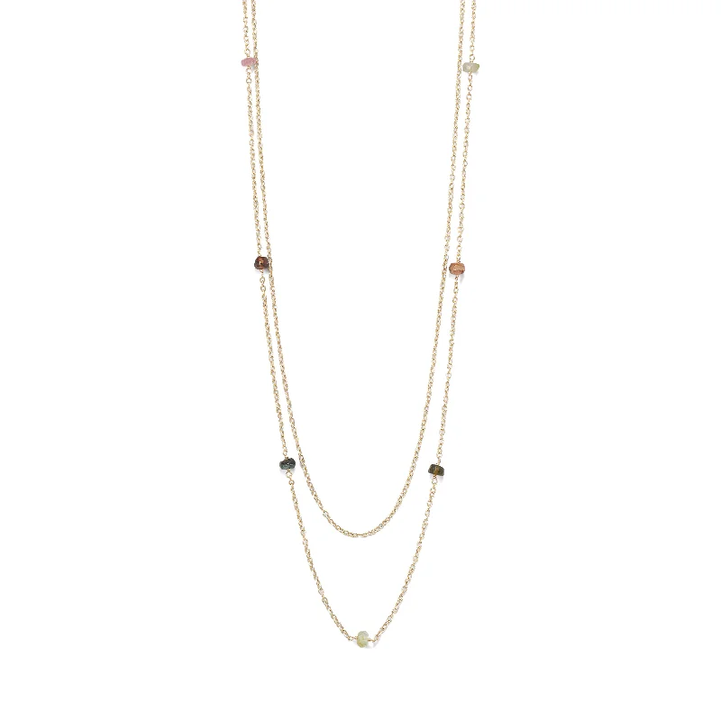 Celebrate Every Occasion With Sparkling Savings 18K Gold Multi Tourmaline Necklace