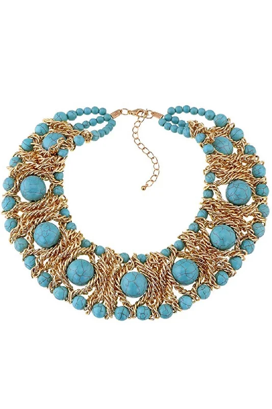 Premium Diamond Jewelry For Unforgettable Moments 18K Gold Multi Turquoise Statement Necklace Premium Diamond Jewelry For Unforgettable Moments 18K Gold Multi Turquoise Statement Necklace