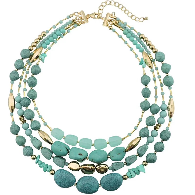 Final Call For Exquisite Jewelry At Reduced Rates 18k Gold Multi Turquoise Statement Necklace Final Call For Exquisite Jewelry At Reduced Rates 18k Gold Multi Turquoise Statement Necklace