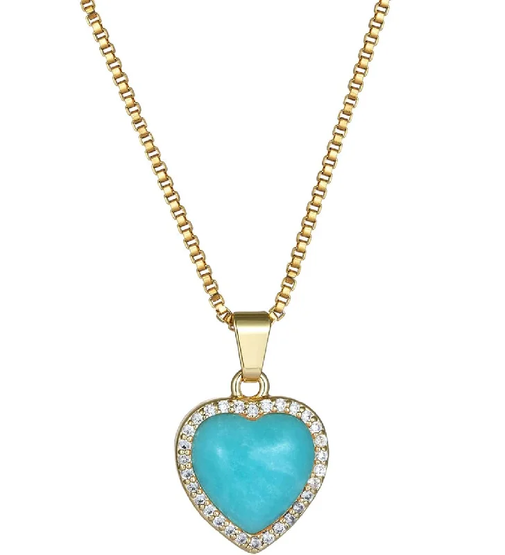Bold And Beautiful Jewelry Now At Irresistible Prices 18K Gold Sea Blue Heart Gemstone Necklace Bold And Beautiful Jewelry Now At Irresistible Prices 18K Gold Sea Blue Heart Gemstone Necklace