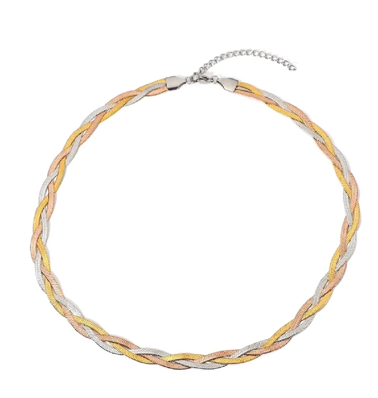 Shop Modern Jewelry Collections With Exclusive Discounts 18K Tri Color Gold Woven Goddess Necklace Shop Modern Jewelry Collections With Exclusive Discounts 18K Tri Color Gold Woven Goddess Necklace