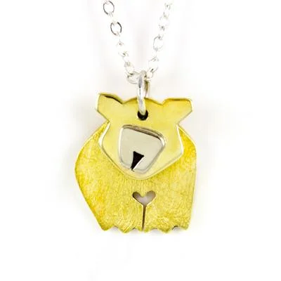 Romantic Heart-Shaped Jewelry For Special Gifts Dancing Bear Mixed Metals Necklace