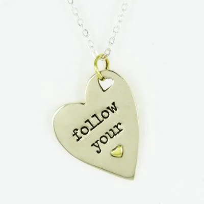 Personalized Engraved Jewelry For Meaningful Gifts Follow Your Heart Mixed Metals Necklace Personalized Engraved Jewelry For Meaningful Gifts Follow Your Heart Mixed Metals Necklace