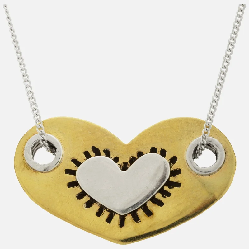 Make Your Outfit Shine With Discounted Jewelry The Heart Speaks Sterling & Brass Necklace Make Your Outfit Shine With Discounted Jewelry The Heart Speaks Sterling & Brass Necklace
