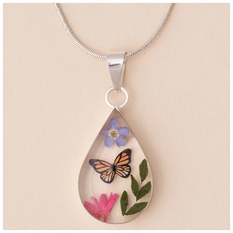 Get Your Favorite Jewelry At The Best Price Real Flowers & Sterling Teardrop Necklace Get Your Favorite Jewelry At The Best Price Real Flowers & Sterling Teardrop Necklace