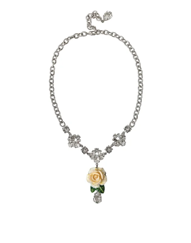 Buy More, Save More On Stunning Jewelry Pieces Dolce & Gabbana Brass Clear Crystal Roses Pendants Women's Necklace Buy More, Save More On Stunning Jewelry Pieces Dolce & Gabbana Brass Clear Crystal Roses Pendants Women's Necklace