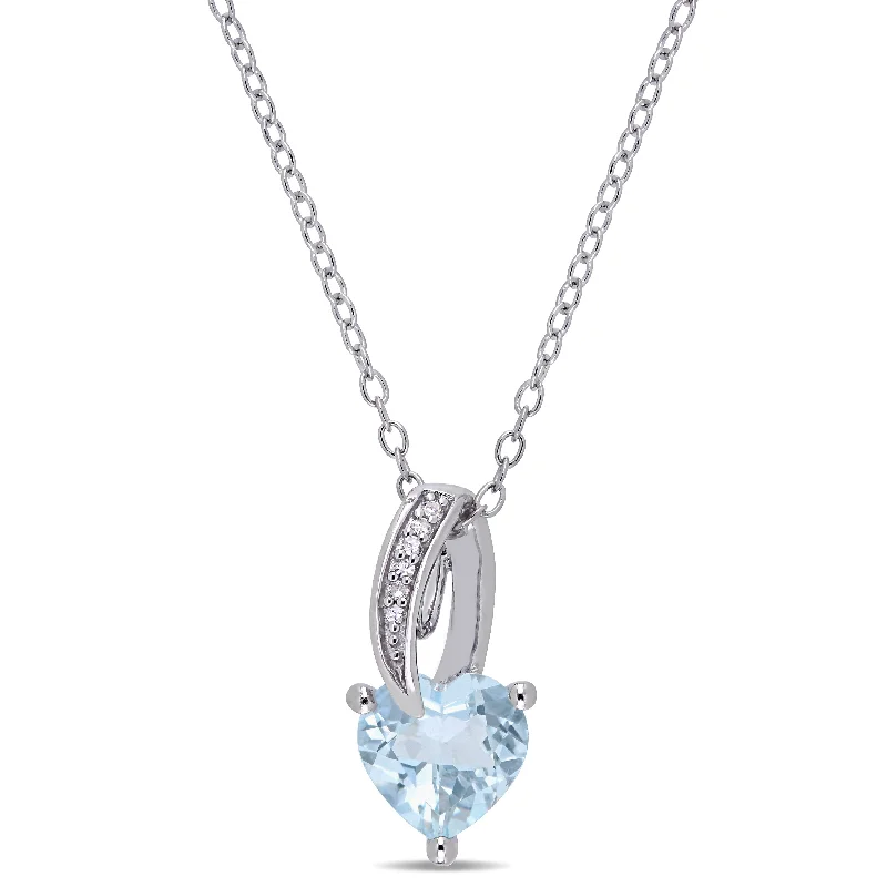 Seasonal Jewelry Sale – Upgrade Your Collection Mimi & Max 1 1/2ct TGW Aquamarine Heart and Diamond Accents Pendant with Chain in Sterling Silver Seasonal Jewelry Sale – Upgrade Your Collection Mimi & Max 1 1/2ct TGW Aquamarine Heart and Diamond Accents Pendant with Chain in Sterling Silver
