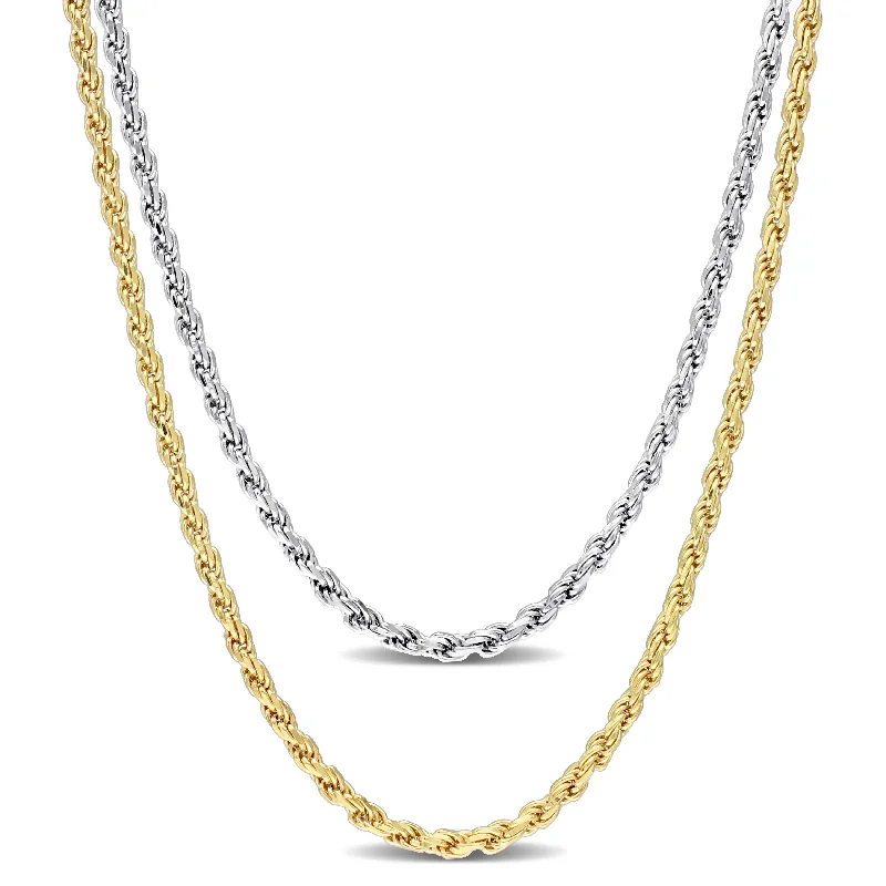 Make Every Moment Shine – Jewelry Discounts Available Mimi & Max 2.2mm Rope Chain Necklace Set 18 inch 18k Yellow Gold Plated and 16 inch White Sterling Silver Make Every Moment Shine – Jewelry Discounts Available Mimi & Max 2.2mm Rope Chain Necklace Set 18 inch 18k Yellow Gold Plated and 16 inch White Sterling Silver