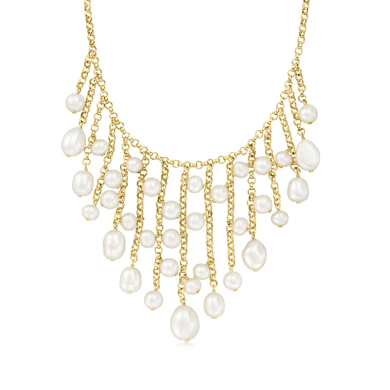 Make Your Outfit Shine With Discounted Jewelry Ross-Simons 5.5-10.5mm Cultured Pearl Fringe Necklace in 18kt Gold Over Sterling Make Your Outfit Shine With Discounted Jewelry Ross-Simons 5.5-10.5mm Cultured Pearl Fringe Necklace in 18kt Gold Over Sterling