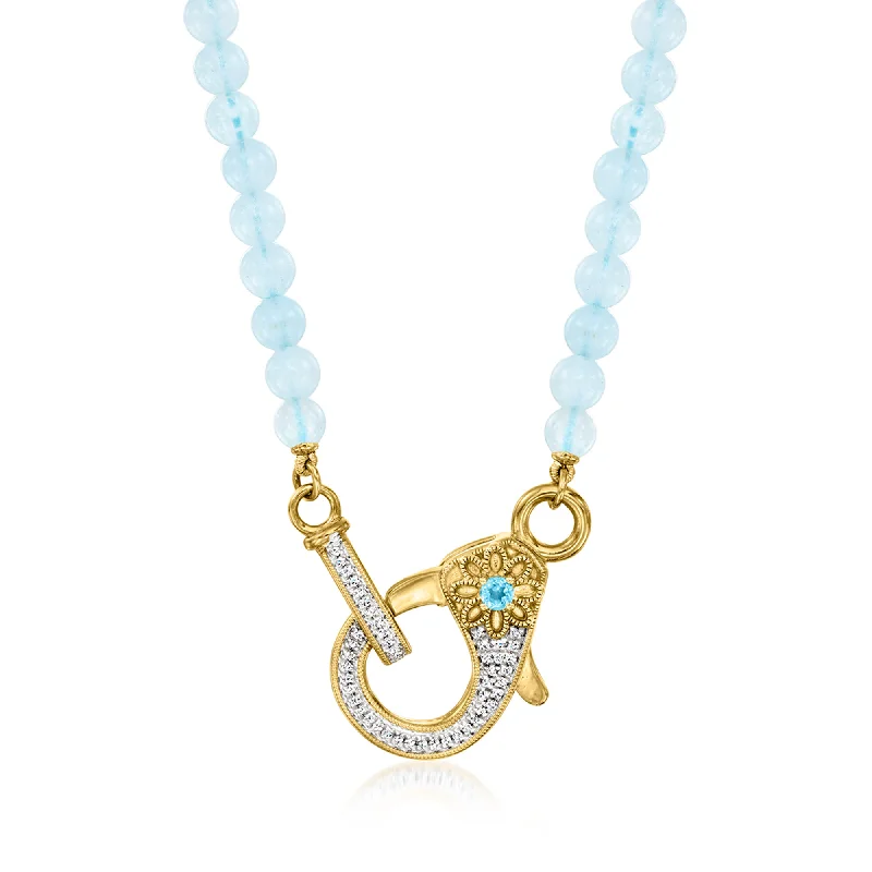 Elegant Rose Gold Jewelry For A Stylish Touch Ross-Simons Aquamarine Bead and . Diamond Lobster Clasp Necklace With Swiss Blue Topaz Accent in 18kt Gold Over Sterling Elegant Rose Gold Jewelry For A Stylish Touch Ross-Simons Aquamarine Bead and . Diamond Lobster Clasp Necklace With Swiss Blue Topaz Accent in 18kt Gold Over Sterling