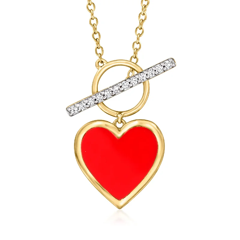Sparkle For Less – Shop Our Limited-Time Jewelry Deals Ross-Simons Diamond and Red Enamel Heart Toggle Necklace in 18kt Gold Over Sterling Sparkle For Less – Shop Our Limited-Time Jewelry Deals Ross-Simons Diamond and Red Enamel Heart Toggle Necklace in 18kt Gold Over Sterling