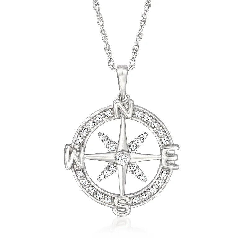 Personalized Engraved Jewelry For Meaningful Gifts Ross-Simons Diamond Compass Pendant Necklace in Sterling Silver Personalized Engraved Jewelry For Meaningful Gifts Ross-Simons Diamond Compass Pendant Necklace in Sterling Silver
