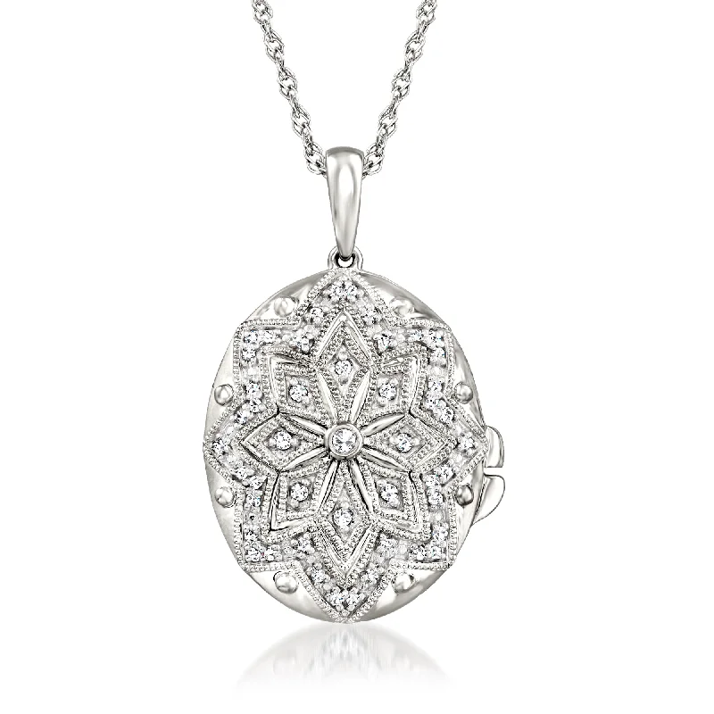 Last Chance To Grab Your Favorite Jewelry At A Discount Ross-Simons Diamond Floral Milgrain Locket Pendant Necklace in Sterling Silver Last Chance To Grab Your Favorite Jewelry At A Discount Ross-Simons Diamond Floral Milgrain Locket Pendant Necklace in Sterling Silver