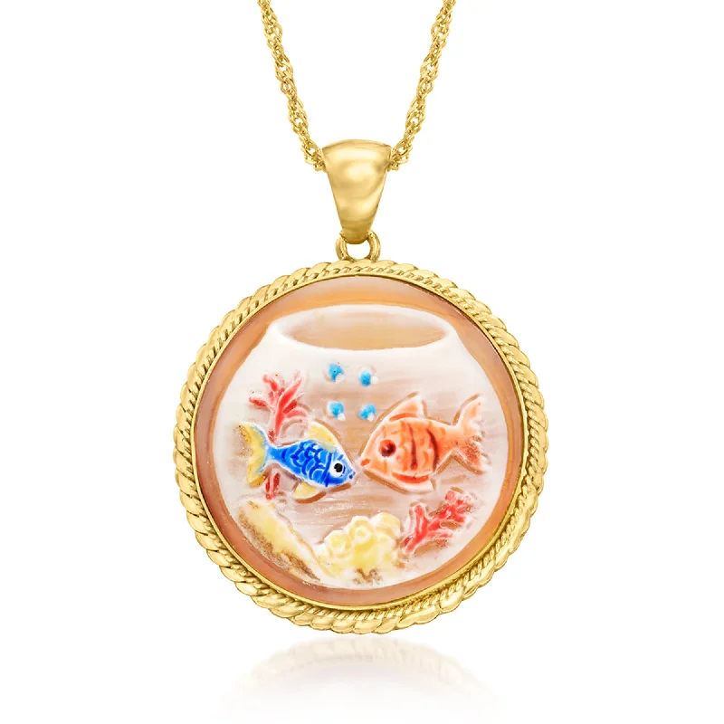 Limited-Time Jewelry Sale – Elegant Styles At Less Ross-Simons Italian Brown Shell Cameo Fish Bowl Pendant Necklace in 18kt Gold Over Sterling Limited-Time Jewelry Sale – Elegant Styles At Less Ross-Simons Italian Brown Shell Cameo Fish Bowl Pendant Necklace in 18kt Gold Over Sterling