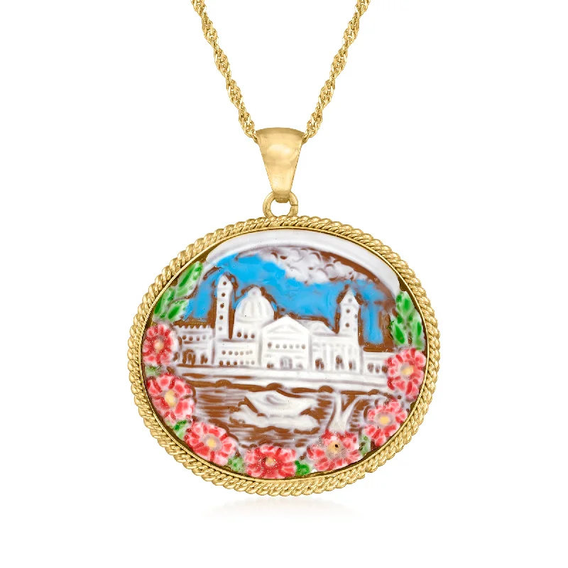 Luxury Jewelry Sale – Sparkle For Less Ross-Simons Italian Brown Shell Cameo San Marco Square Pendant Necklace With Multicolored Enamel in 18kt Gold Over Sterling Luxury Jewelry Sale – Sparkle For Less Ross-Simons Italian Brown Shell Cameo San Marco Square Pendant Necklace With Multicolored Enamel in 18kt Gold Over Sterling